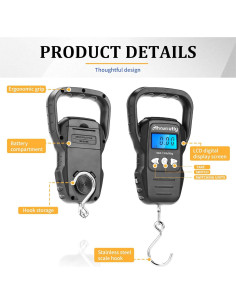 Escala Digital de Pescado AHOSOUTLY 50kg Pantalla LCD Grande 2