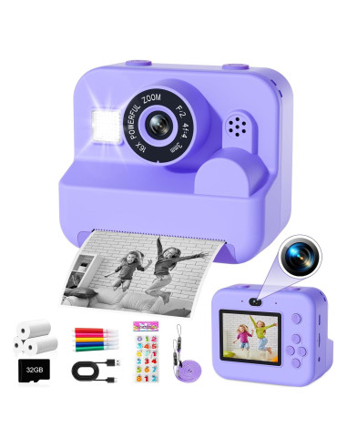 Cámara Instantánea Digital GKTZ para Niños 12MP 1080P Púrpura