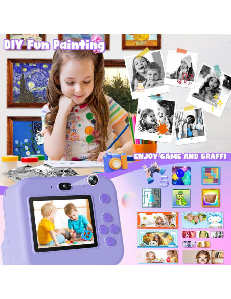 Cámara Instantánea Digital GKTZ para Niños 12MP 1080P Púrpura