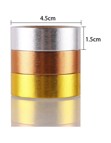 Cinta Washi Japonesa DECORA 3 Piezas Oro, Plata, Cobre 1.27cm x 10m