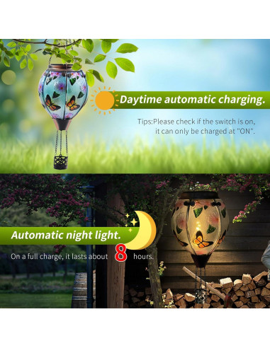 Linterna Solar de Globo Aerostático Teyigarden 45.72 cm con Llama