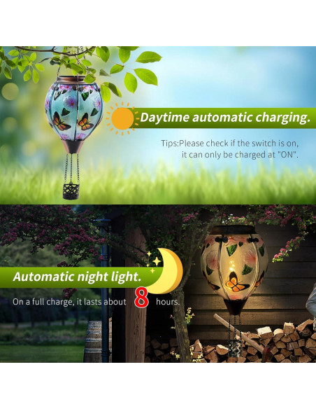 Linterna Solar de Globo Aerostático Teyigarden 45.72 cm con Llama