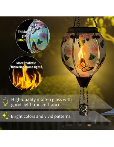 Linterna Solar de Globo Aerostático Teyigarden 45.72 cm con Llama