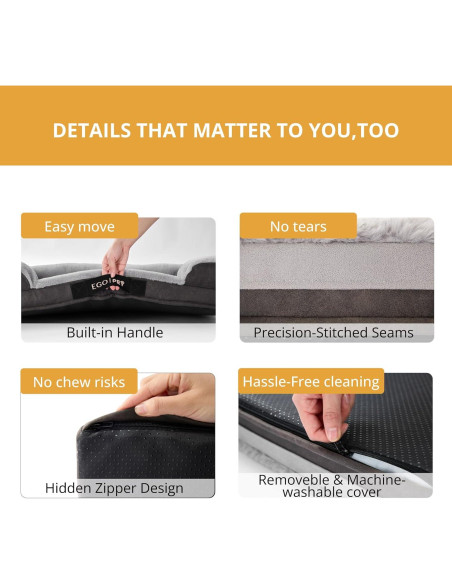 Cama ortopédica grande EGOHOME para perros 88.9x55.9 cm