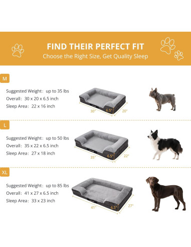 Cama ortopédica grande EGOHOME para perros 88.9x55.9 cm