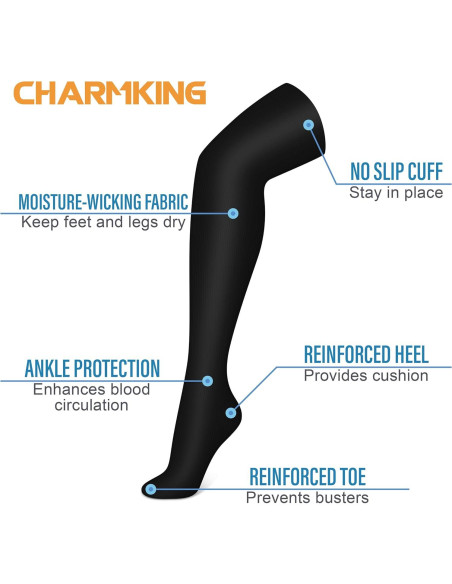 Medias de Compresión CHARMKING 3 Pares para Correr y Ciclismo