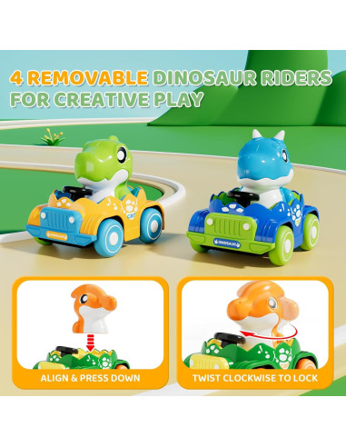 ALASOU Juguetes de Coche de Dinosaurio 10 Piezas con Alfombrilla