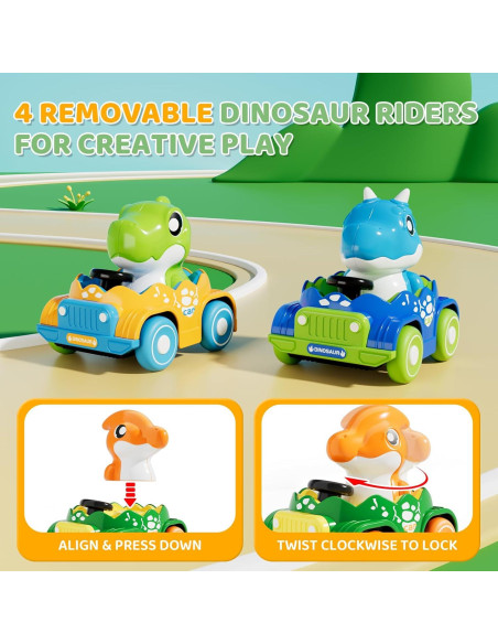 ALASOU Juguetes de Coche de Dinosaurio 10 Piezas con Alfombrilla