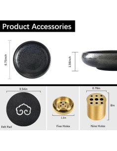 Soporte de Incienso de Mármol Negro XINGZUAN 4 en 1 Ajustable 2