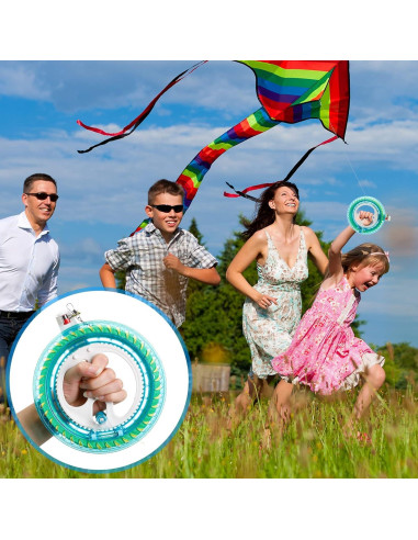 Juego de Carrete de Cometa Aoriher 3 Pcs 18 cm con Hilo 200 m