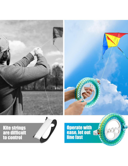 Juego de Carrete de Cometa Aoriher 3 Pcs 18 cm con Hilo 200 m