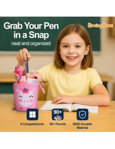 Estuche de Lápices Telescópico BrainyBees Unicornio Rosa 20.5cm 2