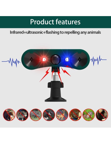 Alarma Solar de Movimiento WONFAST 129db Verde IP55 4 Modos