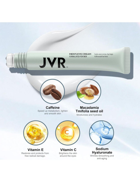 Crema para Ojos JVR con Cafeína y Rodillo 20 ml - Anti-Ojeras