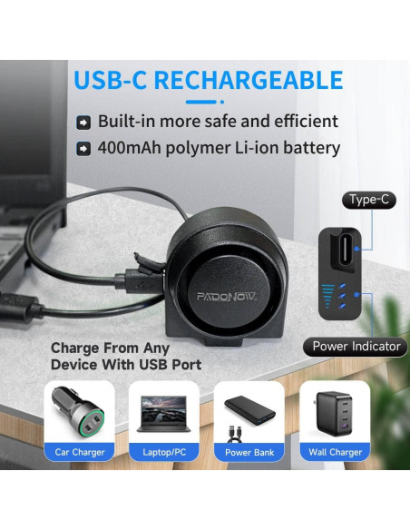 Alarma Antirrobo Inalámbrica Padonpower A2 115dB USB-C