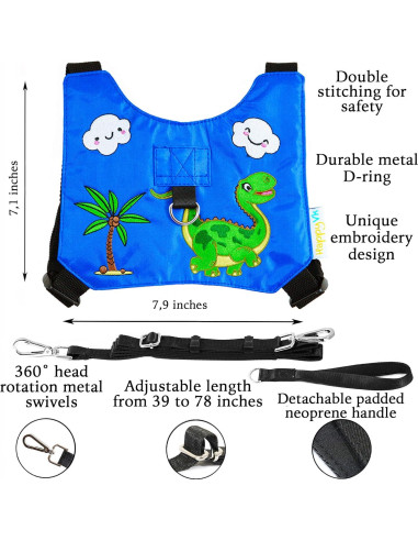 Arnés de Seguridad para Niños HappyVk con Correa Ajustable Azul