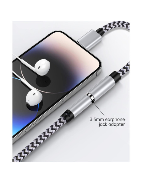 Adaptador de 3.5mm a Lightning Haoano - 2 Piezas, 18cm