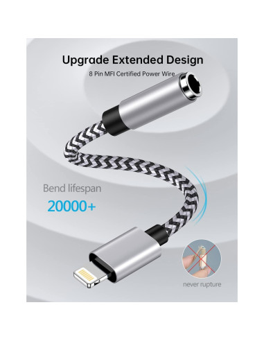 Adaptador de 3.5mm a Lightning Haoano - 2 Piezas, 18cm