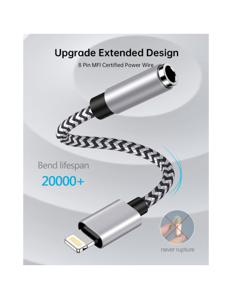 Adaptador de 3.5mm a Lightning Haoano - 2 Piezas, 18cm