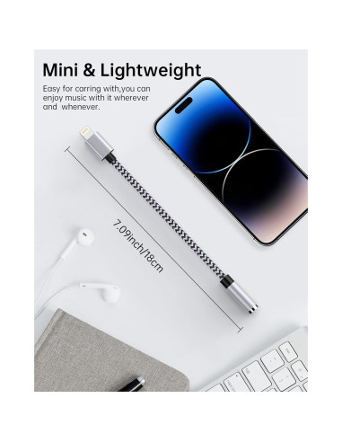 Adaptador de 3.5mm a Lightning Haoano - 2 Piezas, 18cm