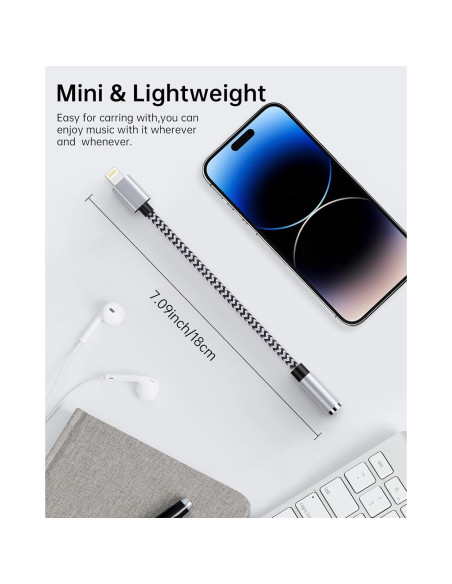 Adaptador de 3.5mm a Lightning Haoano - 2 Piezas, 18cm