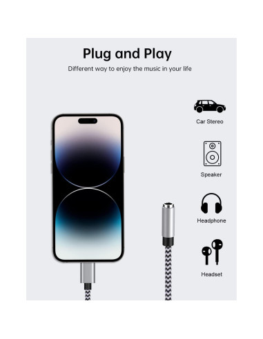 Adaptador de 3.5mm a Lightning Haoano - 2 Piezas, 18cm