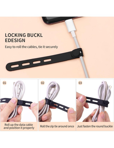 Bridas de Silicona Reutilizables HFZRZFH - 10 Pcs Organizador de Cables