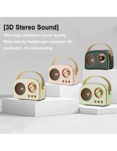 Altavoz Bluetooth Retro Rucfhh T20 5W con Radio FM Verde