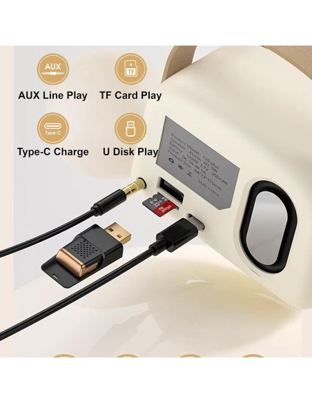 Altavoz Bluetooth Retro Rucfhh T20 5W con Radio FM Verde