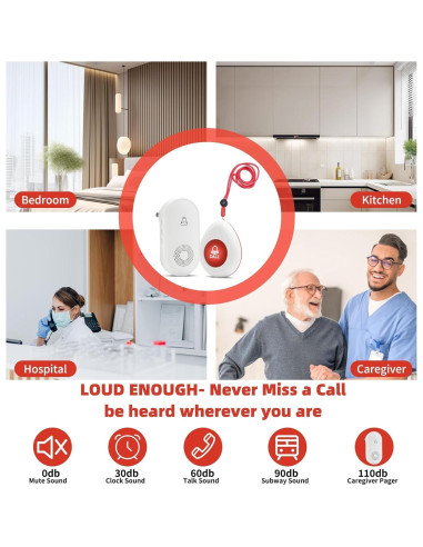 Botón de Llamada SOS Inalámbrico XAXAPOOBAG 1000 Pies