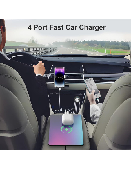 Cargador de Coche USB 12V 4 Puertos PD QC Shenzhen D22BP