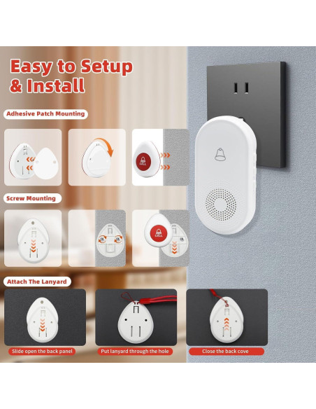 Botón de Llamada SOS Inalámbrico XAXAPOOBAG 1000 Pies