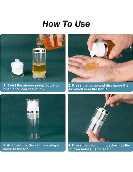 Botellas de bomba sin aire Decorniqu 100ml 3 Pack viaje