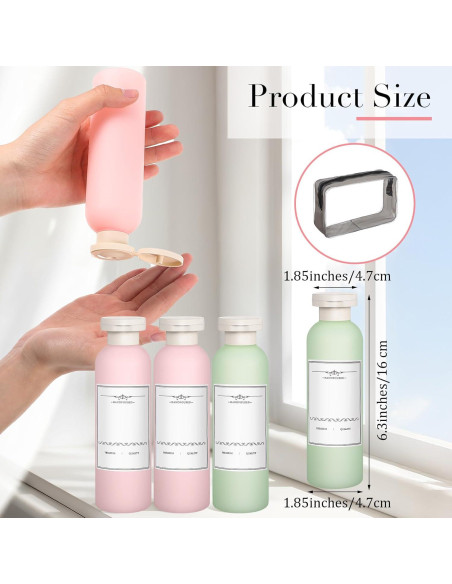 Botellas de Viaje ElevateTech 200ml a Prueba de Fugas 4Pcs