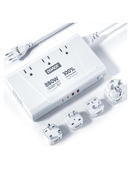 Convertidor de Voltaje DOACE 800W Onda Sinusoidal Pura 220V a 110V