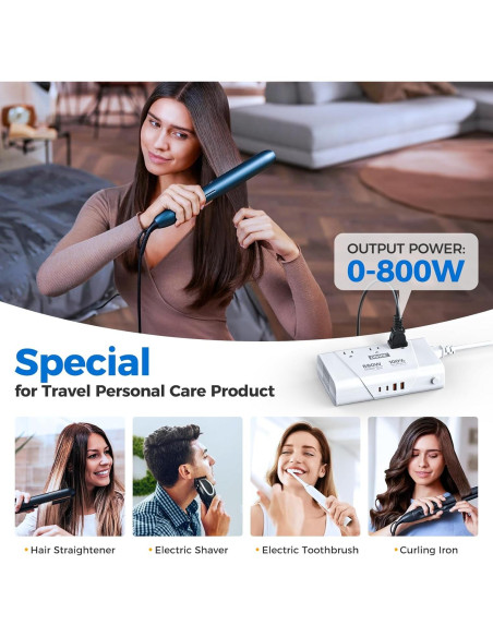 Convertidor de Voltaje DOACE 800W Onda Sinusoidal Pura 220V a 110V