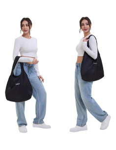 Bolsa de Compras Reutilizable NANOPLUS 19L Plegable Negra 2