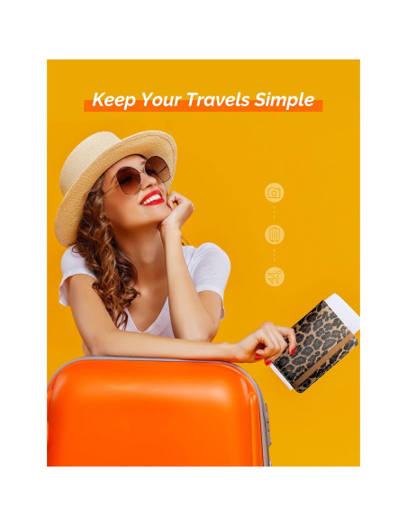 Soporte de Pasaporte Mymazn Leopardo con Bloqueo RFID