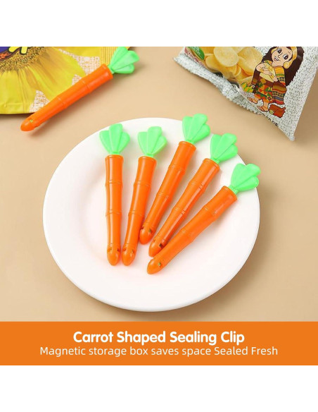 Clips de Sellado de Comida TXMLXY en Forma de Zanahoria - 10 Piezas