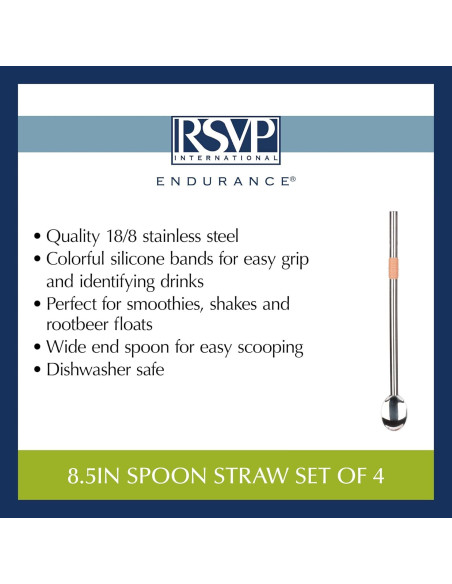 Juego de Pajitas Reutilizables RSVP Internacional Acero Inoxidable 21.6 cm