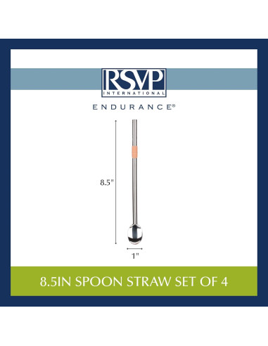 Juego de Pajitas Reutilizables RSVP Internacional Acero Inoxidable 21.6 cm