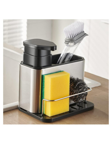 Dispensador de Jabón 3-en-1 TESOT Acero Inoxidable 0.45 kg