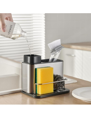 Dispensador de Jabón 3-en-1 TESOT Acero Inoxidable 0.45 kg