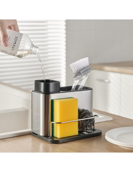 Dispensador de Jabón 3-en-1 TESOT Acero Inoxidable 0.45 kg