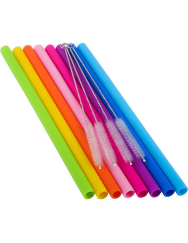 Pajitas de Silicona Reutilizables Mcool 8Pcs para Batidos 25.4cm