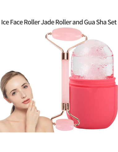 Rodillo de Hielo Facial Chefensty Ovalado Rosa - Cuidado de Piel