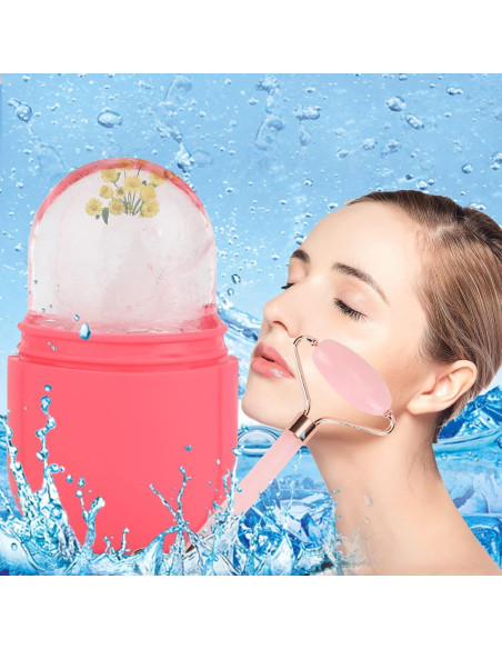 Rodillo de Hielo Facial Chefensty Ovalado Rosa - Cuidado de Piel