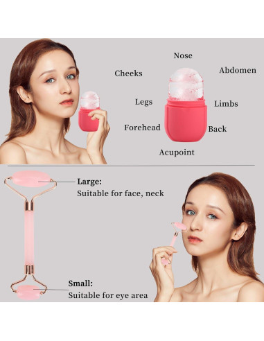 Rodillo de Hielo Facial Chefensty Ovalado Rosa - Cuidado de Piel