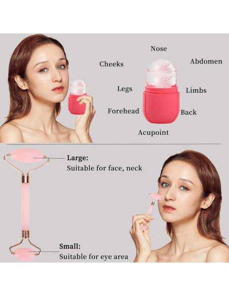 Rodillo de Hielo Facial Chefensty Ovalado Rosa - Cuidado de Piel