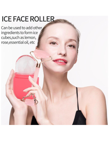 Rodillo de Hielo Facial Chefensty Ovalado Rosa - Cuidado de Piel